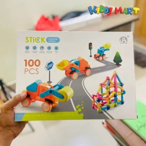 100 Pcs Magnetic Steam Toy With Vehicle